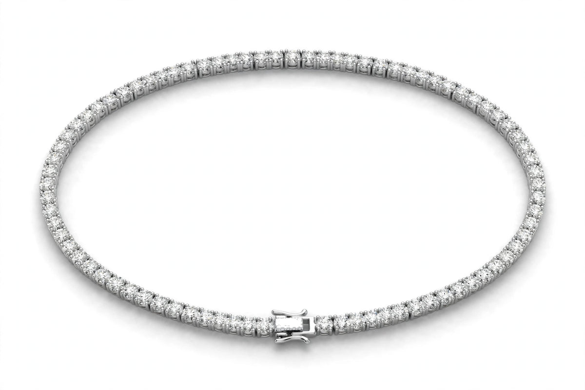 Classic Round Diamond Tennis Necklace - 14K White Gold - 10 cttw