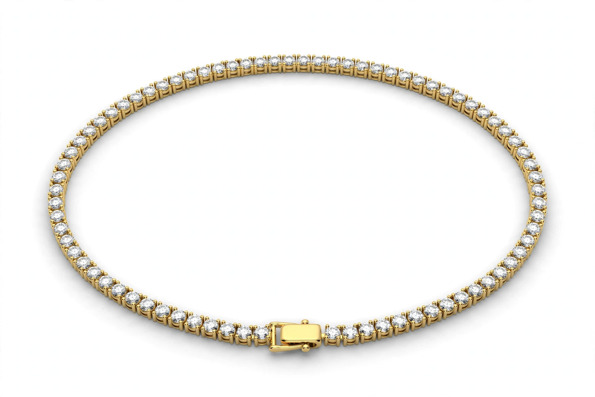 Classic Round Diamond Tennis Necklace - 14K Yellow Gold - 7 cttw
