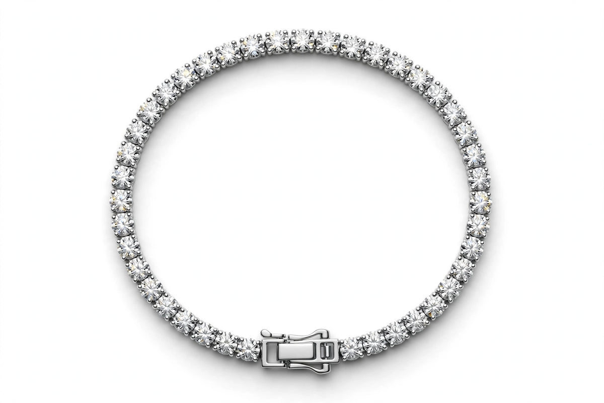 Classic Round Diamond Tennis Bracelet - 14K White Gold - 7 cttw
