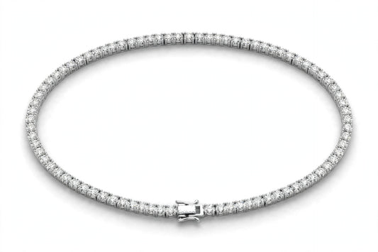 Classic Round Diamond Tennis Necklace - 14K White Gold - 10 cttw