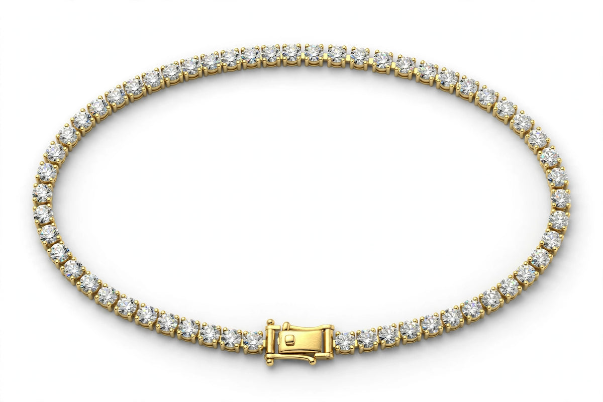 Classic Round Diamond Tennis Necklace - 14K Yellow Gold - 10 cttw
