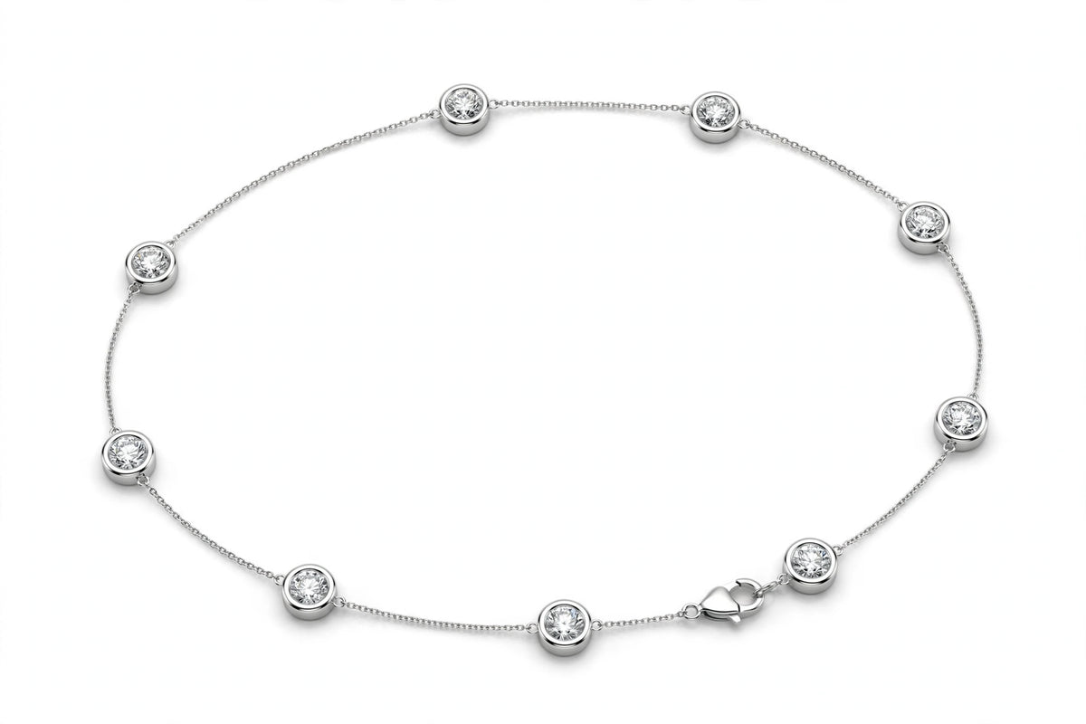 Classic Round Lab Grown Diamond Station Necklace (2 or 3 Carat)