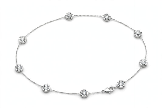 Classic Round Lab Grown Diamond Station Necklace (2 or 3 Carat)