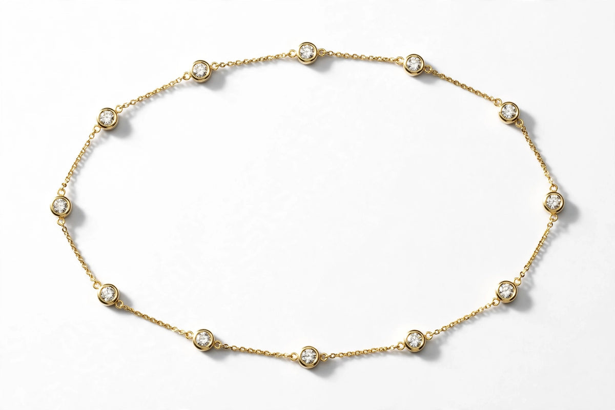 Classic Round Lab Grown Diamond Station Necklace (2 or 3 Carat)