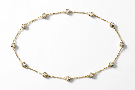 Classic Round Lab Grown Diamond Station Necklace (2 or 3 Carat)